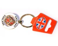 Spinning union jack metal keyring